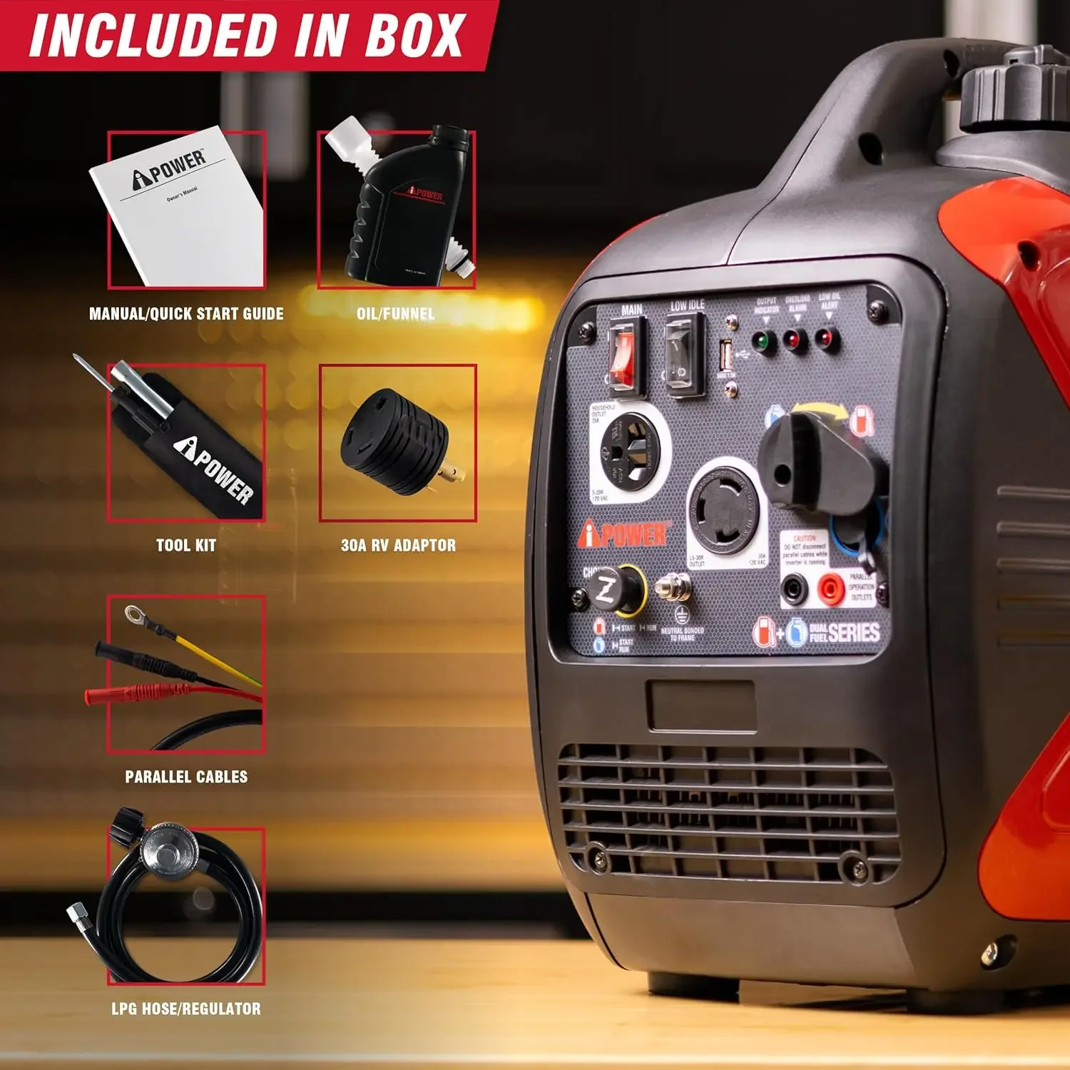 SUA2000iD 2000 Watt Portable Inverter Generator Gas & Propane Powered,Small with Super Quiet Operation for Home, RV,or Emergency