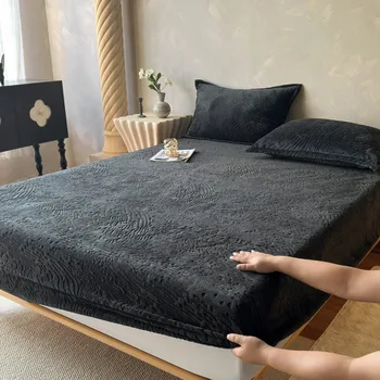 1 PC Milk velvet trimmed flower bed sheet single item single piece FITTED SHEET (NOT PILLOWCASE)