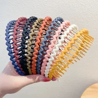 Elegant Solid Color Wave Hairbands For Women Trendy Toothed Non-slip Hair Combs Hair Accessories Girl Face Wash