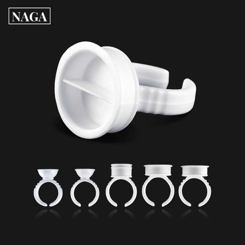 

NAGA 100PCS Disposable Eyelash Extension Glue Rings Pink White Glue Container Wholesale Supplier Lashes Accessories