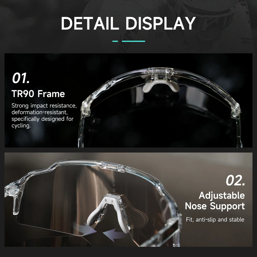 MANA Photochromic Cycling Glasses UV 400 Protection Polarized Lenses Suitable Fishing Cycling cycling glasses cycling sunglasses bicycle glasses sports glasses sport sunglasses