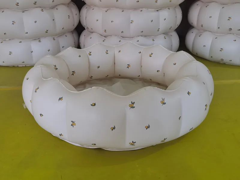 Baby Inflatable Tub Cute Print Petal Pool Baby Bathtub PVC Newborn Swimming Pool Portable Carry Baby Indoor Outdoor Play Pool