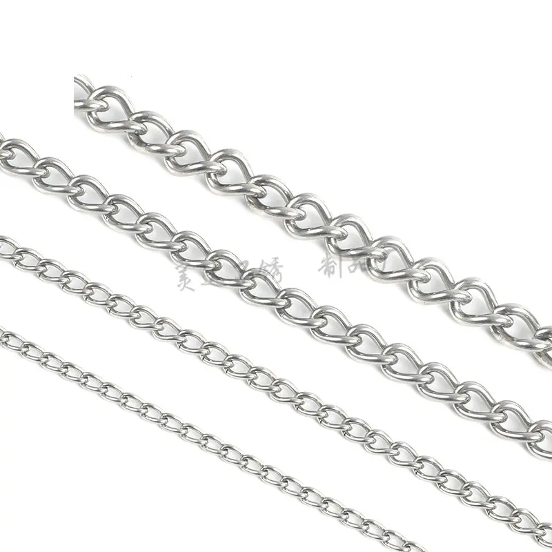 5 Meters 1.2-5MM Dia Seamless Welded SS304 Stainless Steel Twist Link Chain DIY Bracelets Necklace Jewelry Billboard Hanging