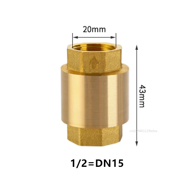 NPT Brass Check Valve Female Thread In-Line Spring for Water Control 1/2\