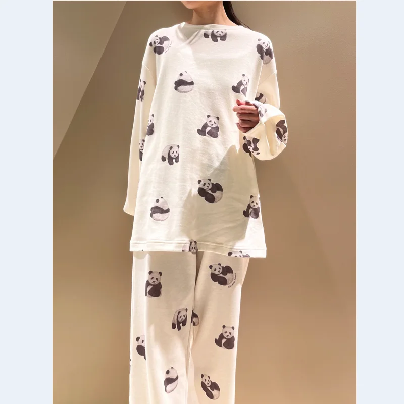 One Piece Ladies Dress Pajamas Nightgowns  Sleepwear Homewear Room Wear Panda Cute Clothes Panda Long Sleeve