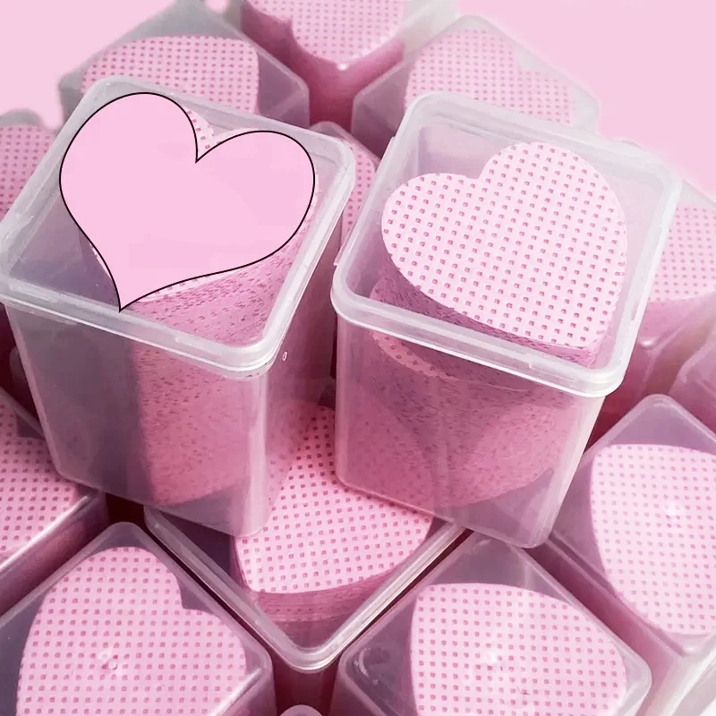 

Lint Free Nail Wipes Pink Heart Shape Gel Nail Polish Remover Eyelash Extension Glue Cleaning Pad Absorbent Soft Removal Tool