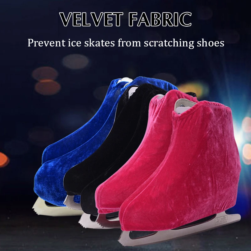 Fundas de terciopelo para botas de patinaje sobre hielo, Protector de zapatos para deportes de hielo, rodillo, Hockey sobre hielo, 1 par