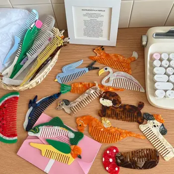 Pettine a coda appuntita Pettine in acetato di tulipano Pettine per trucco per cuccioli di animali Accessori per capelli Pettini per parrucchiere a denti larghi Per la casa