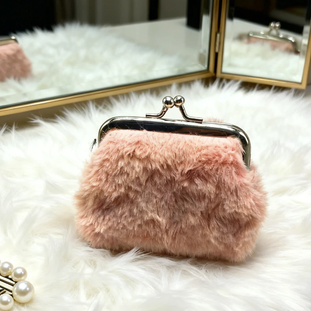 Korean Plush Coin Purse Clutch Bag Mini Wallet Pocket Women Cute Wallets Hasp Zero Wallet Bags Solid Color Jewelry Storage Bag