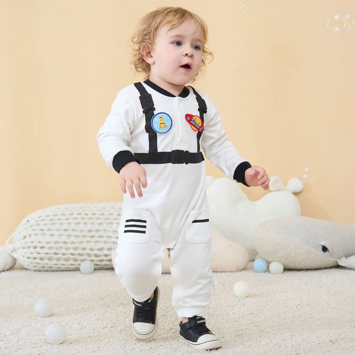 Umorden White Baby Boy Astronaut Costume Cosplay Space Suit Newborn 3M 6M 9M 12M Spring Autumn Romper Jumpsuit Birthday Outfit kids cosplay costume