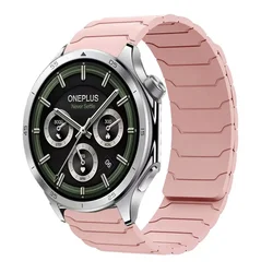 Magnetic Silicone Sports Strap - 20/22mm Bracelet Wristband - 20mm Width Band (Pink sand)