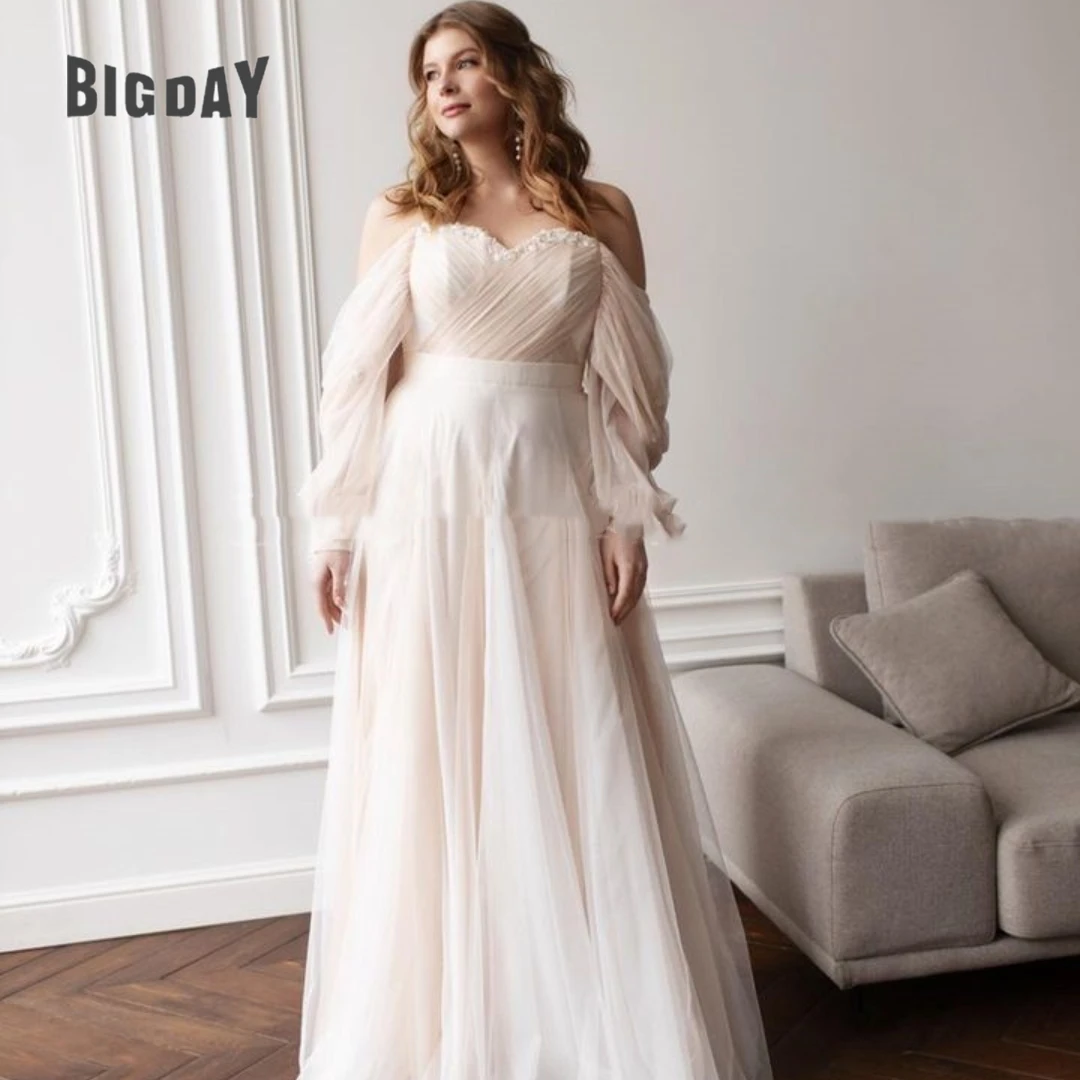 

Plus Size Wedding Dress For Woman 2024 Strapless A-Line Sweetheart Neck Lace Up Bride Gowns Sweep Train Vestido de Novia Custom