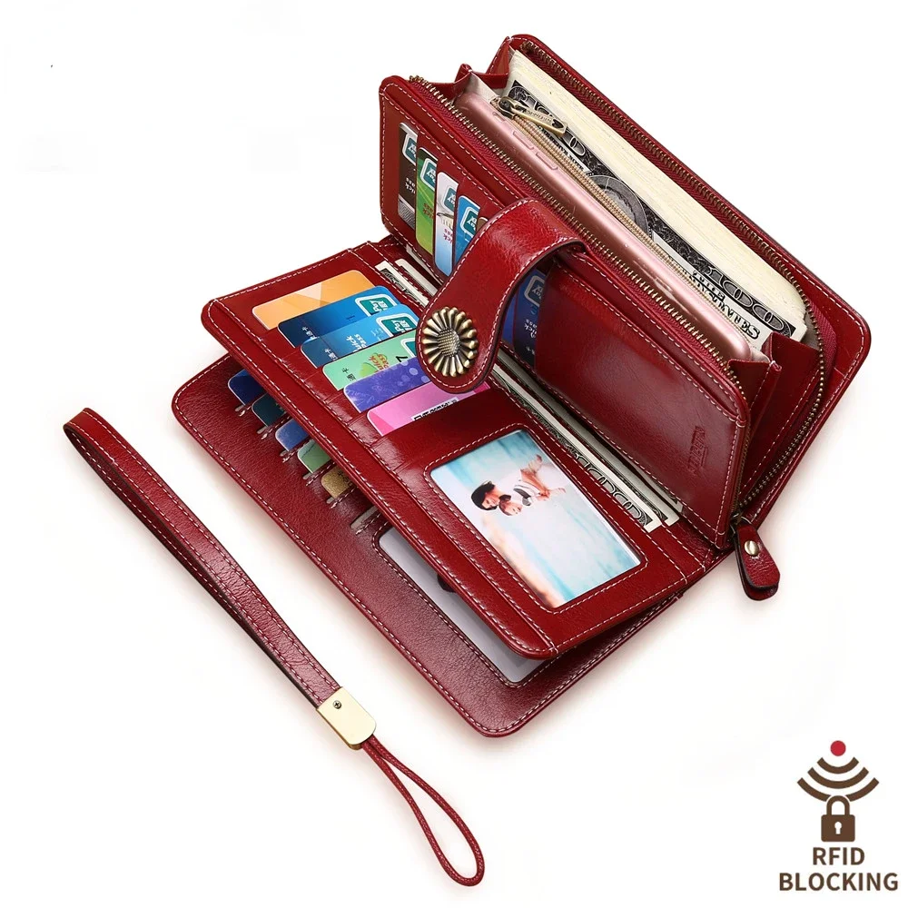 

2022 High Quality Gift RFID Wallet Female Long Zipper Leather Lady Wallet Large Capacity Handbag Baibilun