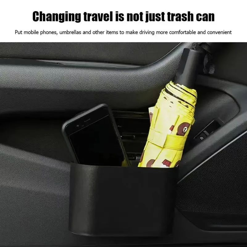 Car Trash Bin Hanging Vehicle Garbage Dust Case Storage Box Plastic Pressing Square Trash Can Type Auto Car Supplies car trash can