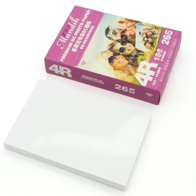 265g Rc 광택 거친 3r 4r 5r 100 매/팩 무광택 방수 잉크젯 프린터 인화지 6 인치 인화지 사무용 용지