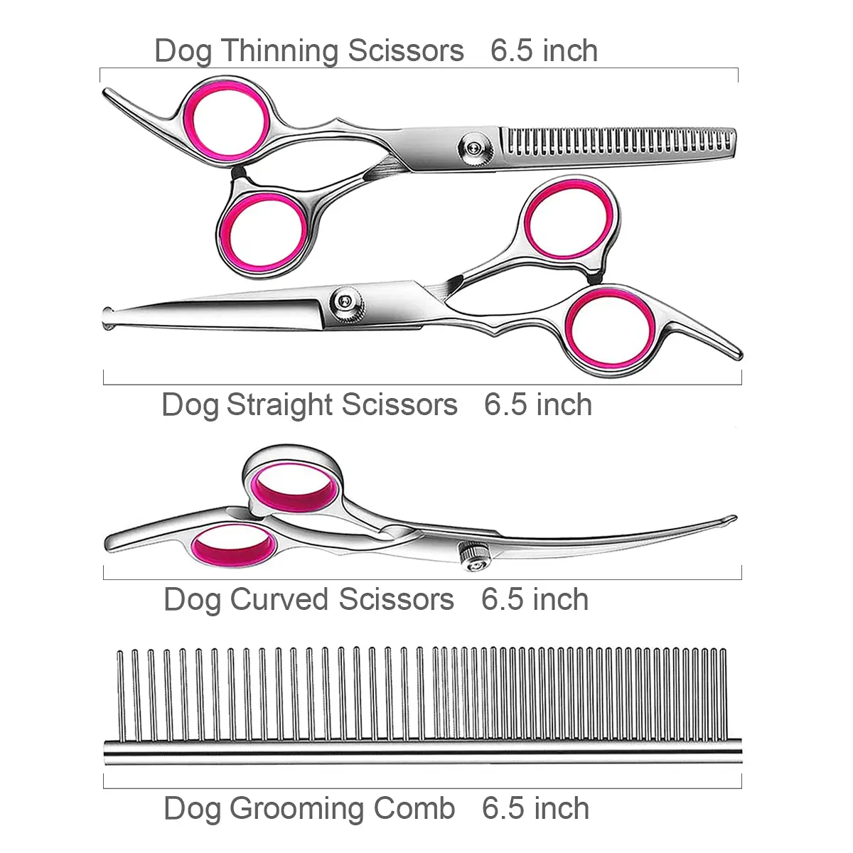 Dog Grooming Scissors 4pcs with Safety Round Tip Stainless Steel Set for Precise Trimming and Shaping Ideal for All Breeds