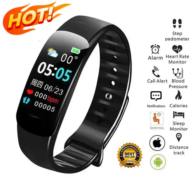 Smart Watch C1 Plus Bluetooth Step Counting Sports Bracelet Fitness Tracker Heart Rate Blood Pressure Sleep Men Women Gift 1