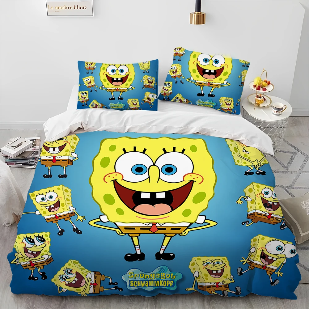 

3D Cartoon S-SpongeBob Patrick Star Comforter Bedding Set,Duvet Cover Bed Set Quilt Cover Pillowcase,king Queen Size Bedding Set