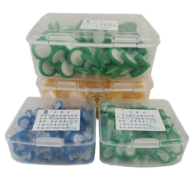 100pcs Lab Large Aperture MCE Microporous Membrane Needle Filter, 13/25mm 1 2 3 5 8um Micron Water-system Syring Filter Head