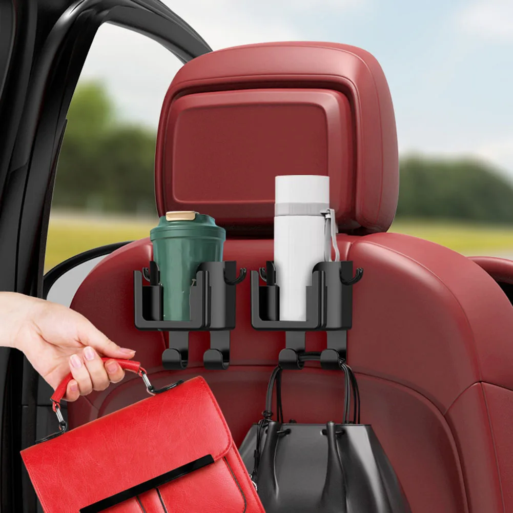 

New Car Seat Headrest Hook Hanger Storage Organizer Universal With Cup Holder For Handbag Fit Universal Vehicle Car Accessories