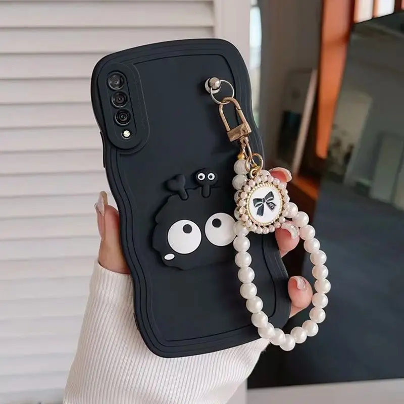 Realme 9i Cute Coal Ball Butterfly Bracelet Chain Phone Case Pour OPPO RENO8T Reno7 Reno8 A76 A96 A54 A74 A55 Wave Frame Cover_voghion.com