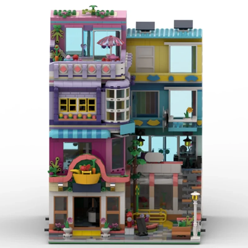 스트리트 뷰 모델 Moc 빌딩 브릭, 슈퍼마켓 메인 스트리트 기술 모듈러 블록 선물, 크리스마스 장난감, DIY 세트 조립