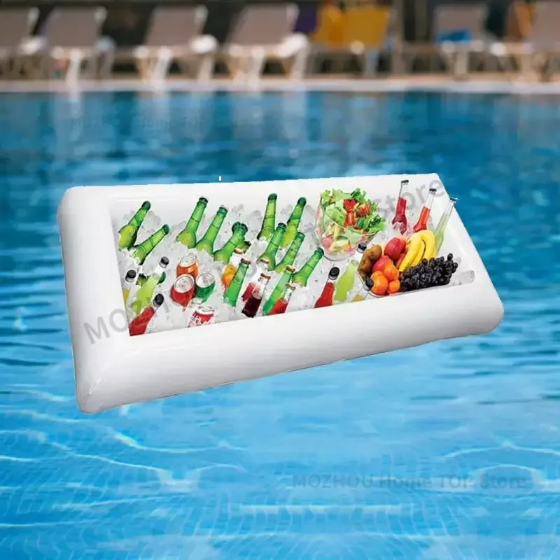 Enfriador Inflable Para Servir Ensaladas, Bufé, Bandeja De Hielo, Enfriador De Alimentos Y Bebidas Para Picnic Luau Fiesta En La Piscina Con Tapon De Drenaje Paquete De 2