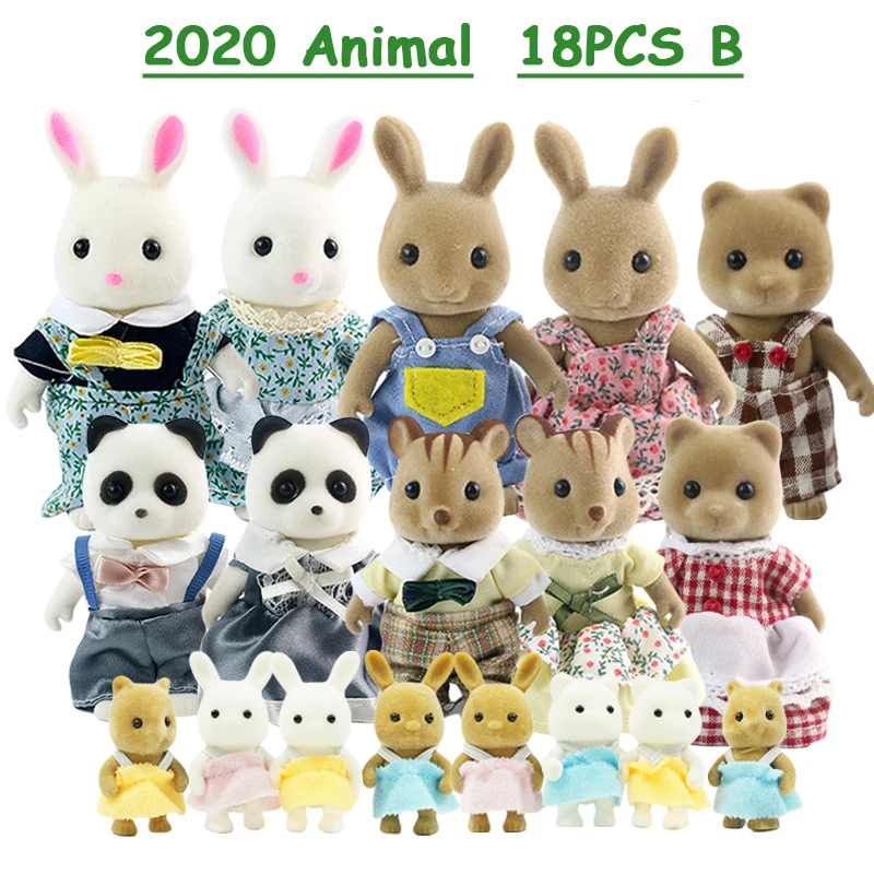 

10-18PCS How Forest Family Miniture Animals Doll Toy Simulation 1:12 Rabbit Reindeer Panda Figure Girl Dollhouse Birthday Gift