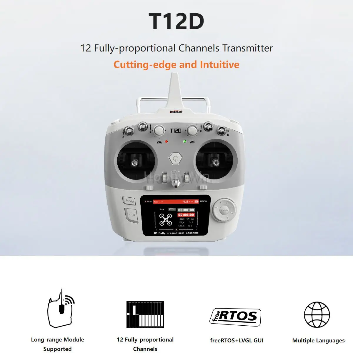 

RadioLink T12D 12ch Fully-proportionals Radio Controller with R16F 16Ch Receiver