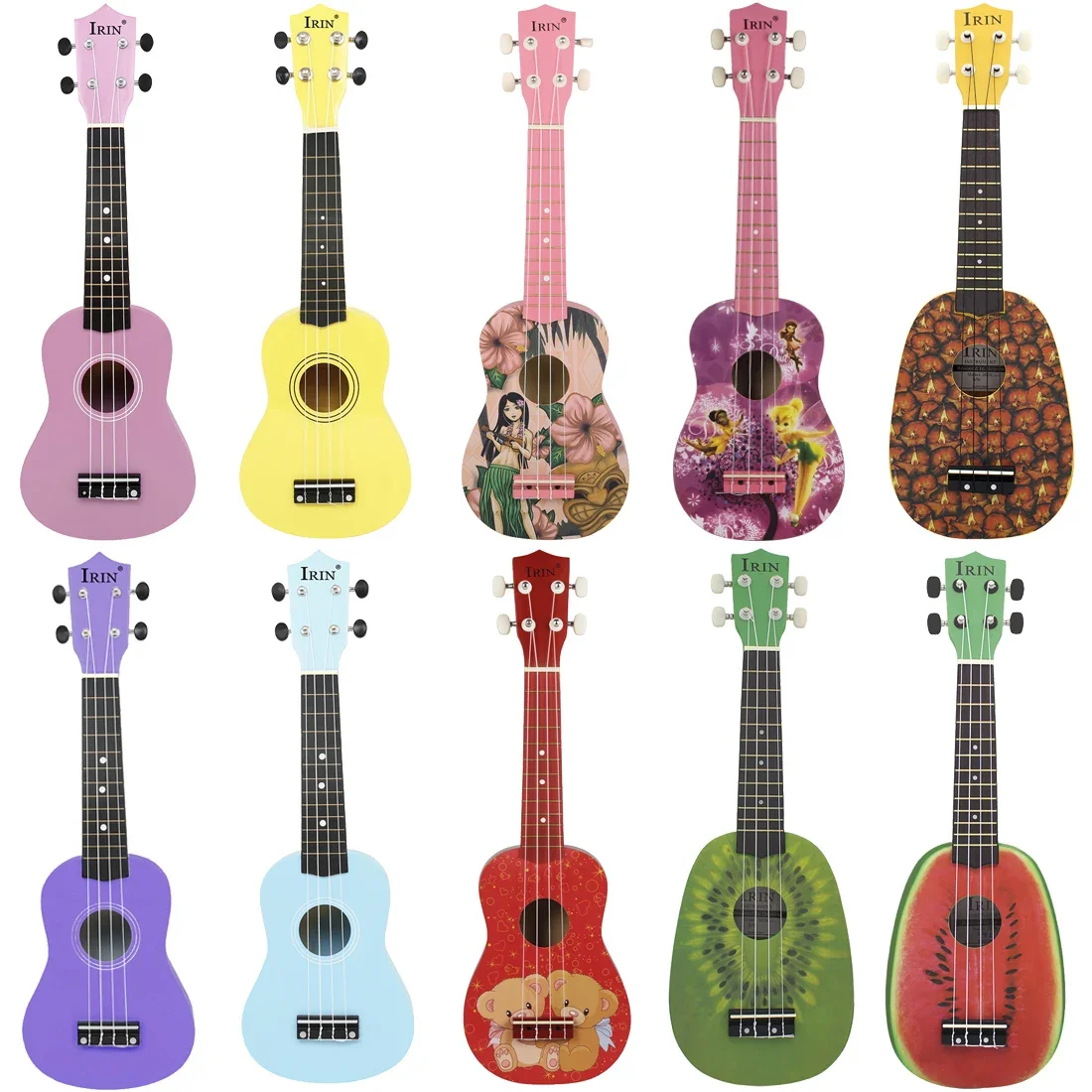 Ukulele Set IRIN 21Inch Ukulele Hawaiian Guitar Cartoon Ukulele Beginner Practice Mini Guitar Stringed Instruments Children's Gift Bag