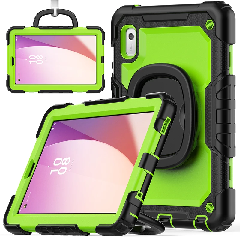 Rugged 360° Rotating Kickstand Tablet Case with Shoulder Strap & Anti-Fall Protection