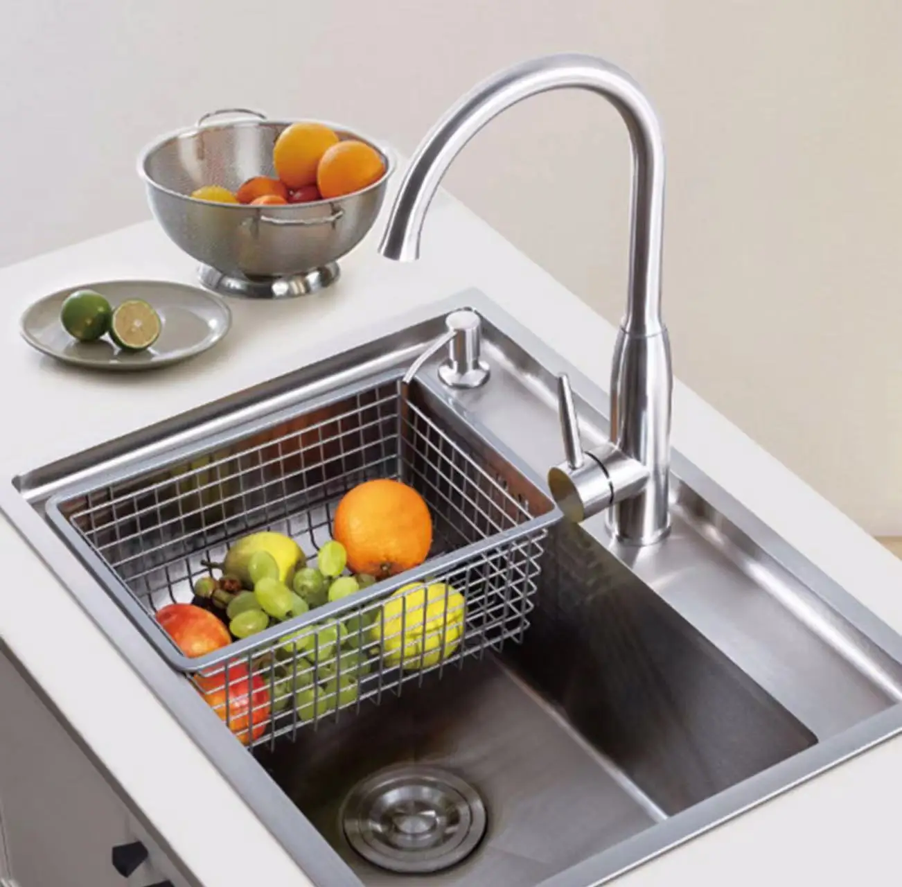 Kitchen sink drain basket drying tableware drain rack washing vegetable fruit basket high-end nano water scouring rack