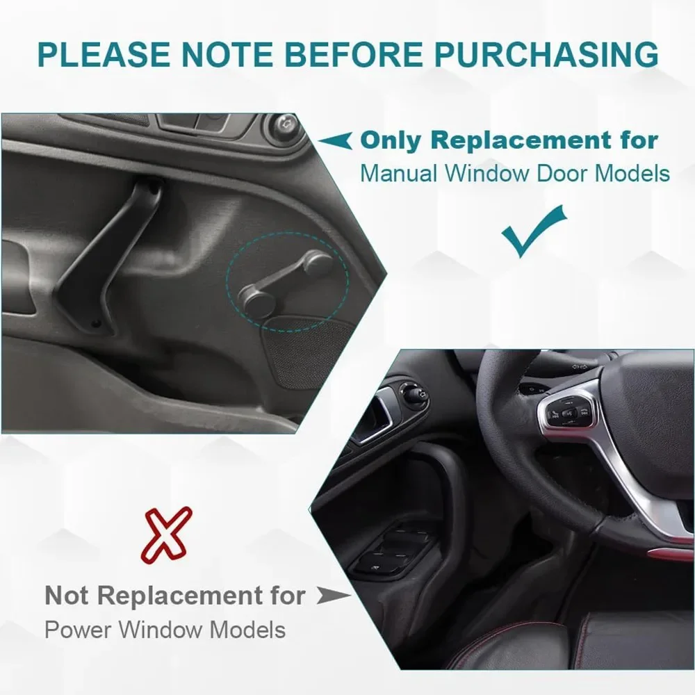 Interior Door Handle Driver Left&Passenger Right Side For Ford Fiesta 2011- Manual Window