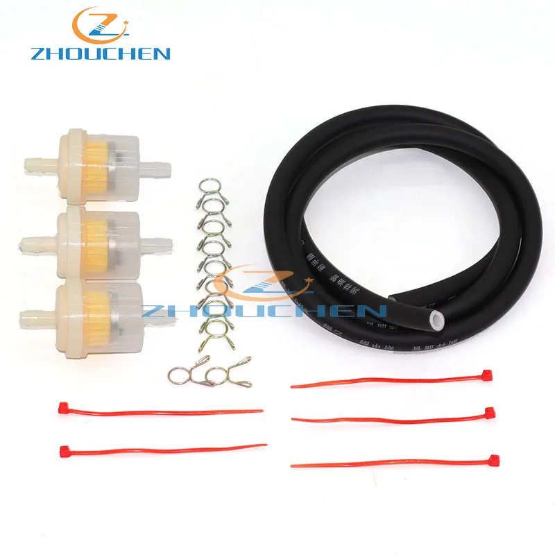 Colorful 4mm Fuel Pipe Hose with Filter Clamps Spring Clips for Motorcycle Universal D