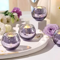 6/12 Pcs Assorted Votive Candle Holders Mercury Tealight Candle Holder Glass Wedding Table Decorations for Home Birthday Party 4