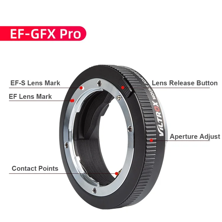 VILTROX EF-GFX Pro Auto Focus Lens Mount Adapter Ring for EF/EF-S Lens to Fuji
