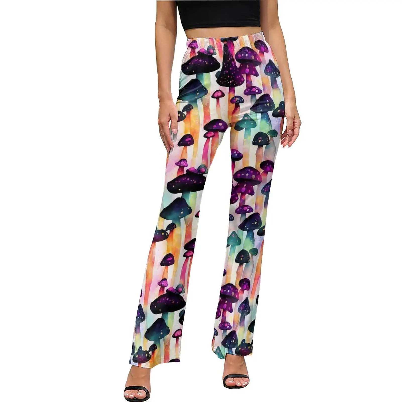 

Брюки-клеш Женские для тренировок, с разноцветным принтом