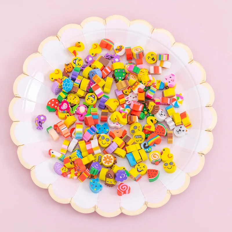 

10 Pcs Erasers Mini Fruit Study Kids Cute Animals Digital Cake Pencil Eraser Student Stationery Environmental Random Color