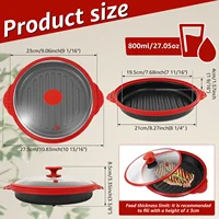 Plaque de cuisson pour micro-ondes avec couvercle, plaque grill et plaque à crisper, pour faire du fromage, griller, faire cuire et faire croustillant les aliments, ustensile de cuisson pour micro-ondes 2