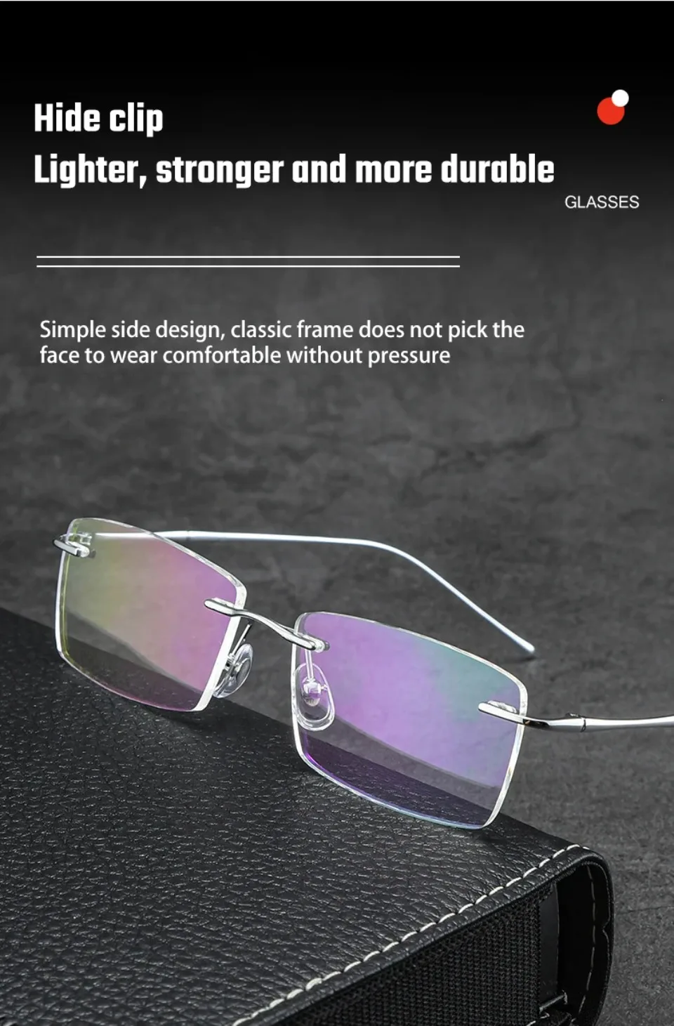 VICKY New Ultra-light Titanium Reading Eyeglass Frames Men Fashion Simple Rimless Myopia Glasses Customized Prescription Glasses