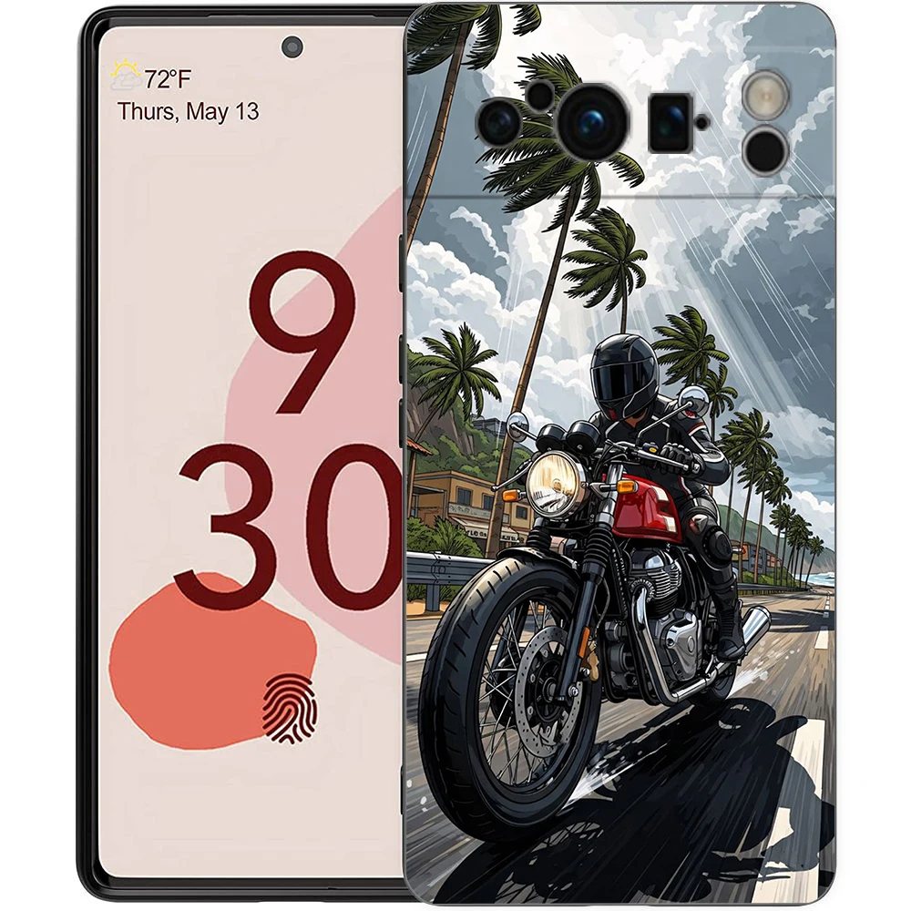 Cool Motorcycle Design Shockproof Phone Case - Soft Black TPU Cover