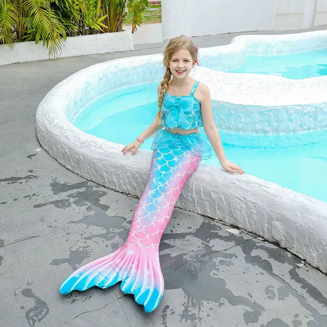 Estate Bambini Nuoto Mermaid Coda Sirena Costume Cosplay Bambini  Principessa Party Fantasy Costume da bagno può aggiungere monopinna pinna  Natale regalo