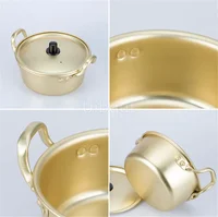 Nouilles Ramen de Style coréen, Pot doré, soupe en aluminium, marmite chaude, revêtement oxydé, nouilles Mike, soupe aux œufs, ustensiles de cuisine dorés 4