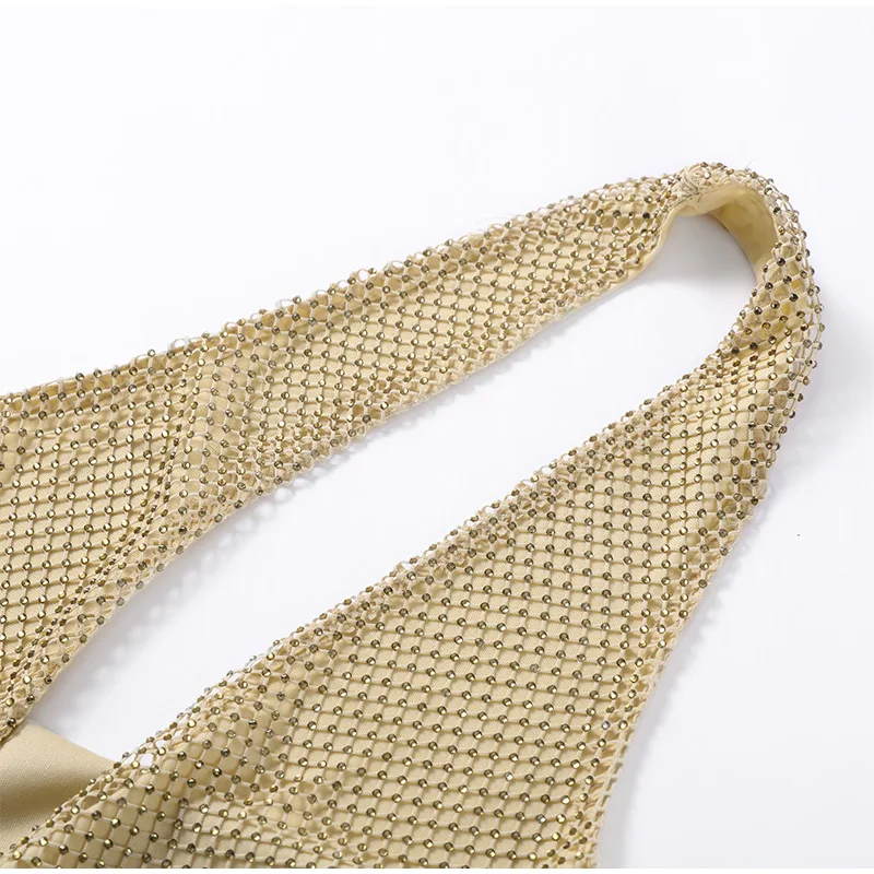 Zweiteiliger Damenanzug mit Pailletten, Neckholder, ärmellos, aushöhlen, Oberteil, kurzer Rock, 2025, schicke Dame, täglich, lässig, Abendparty-Outfits – Detail 11