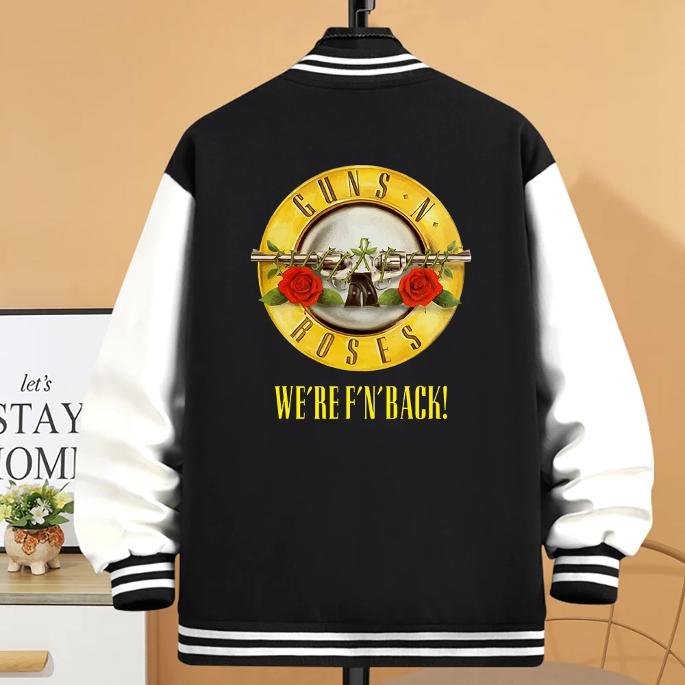 Guns N Roses 여성용 메탈 록 스타일 재킷, 하라주쿠 단추 오버코트, 루즈 캐주얼 야구 유니폼, 단추 S-5Xl 코트