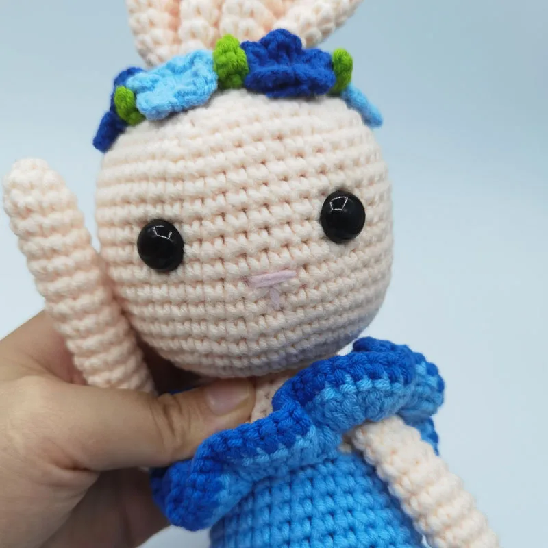 Handmade Rabbit Monkey Crochet Wool Doll Animal Stuffed Plush Toy Baby Soothing Sleeping Gifts for Kids Birthday
