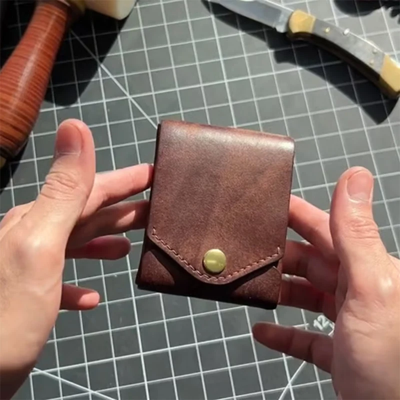 2026 Schlankes Kartenetui aus Leder mit Stiftschlitz, handgefertigte, minimalistische, kompakte Geldbörse für Kreditkarten, minimalistische Geldbörse mit Vordertasche – Detail 6