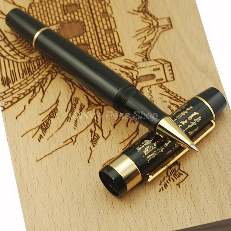 Jinhao Black & Golden Metal Long March Clip Roller Ball Pen Professional Writing Pen JRP011