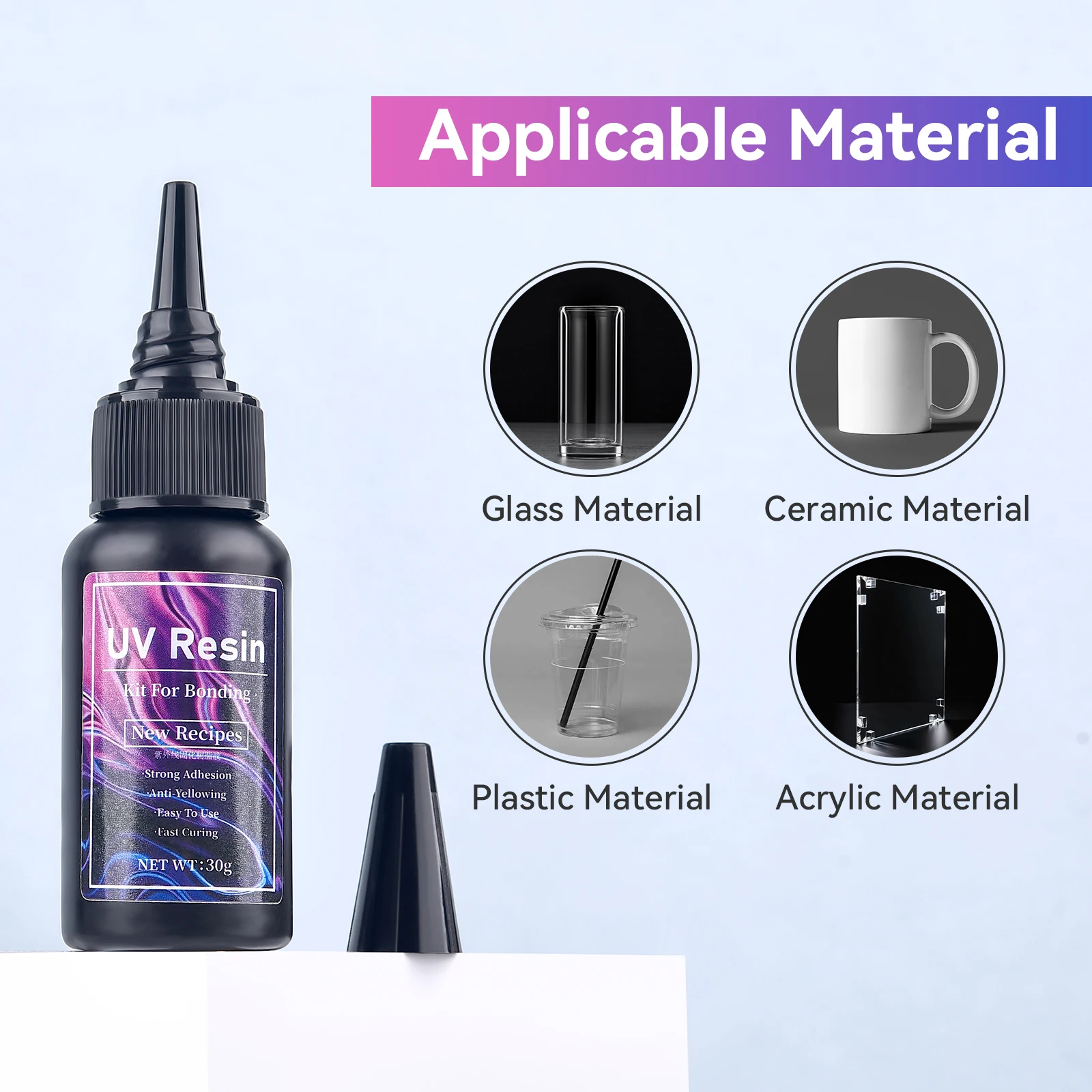 High-Transparency Fast-Drying UV Epoxy Resin Glue for DIY Jewelry and Crafting - 20g/30g/50g