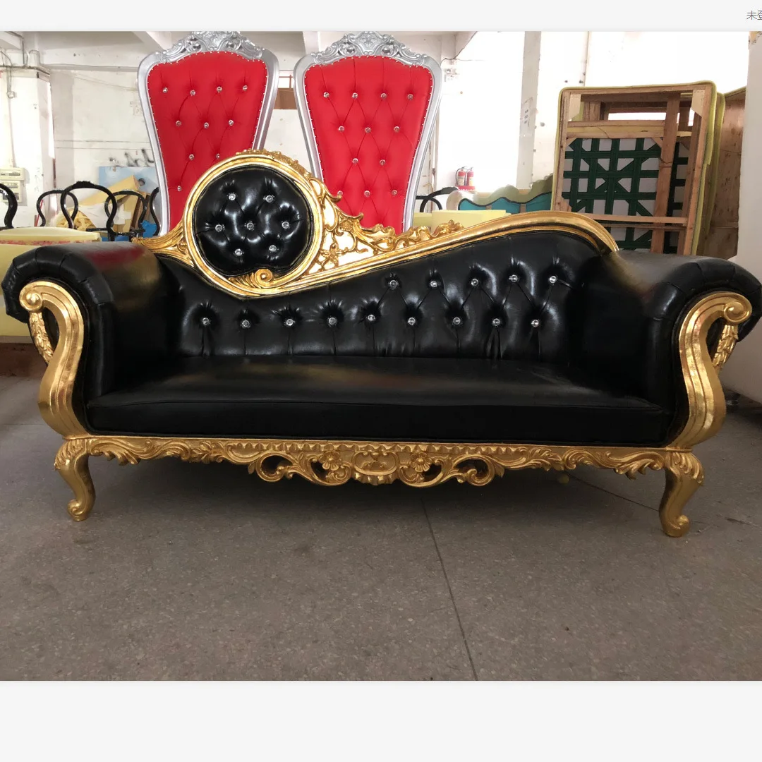 Luxury Party Furniture White Gold Wedding Royal King Throne Chair Queen Sofa